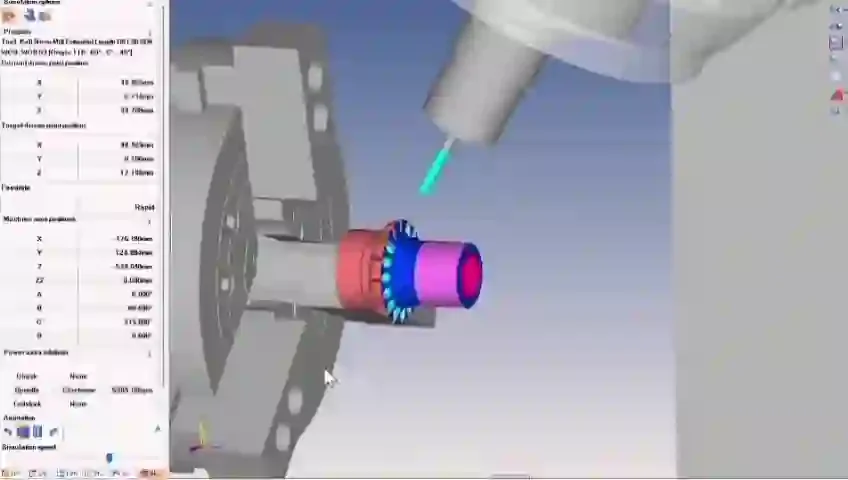 Separate historical CNC machine simulation showing tool and machine-axis movements