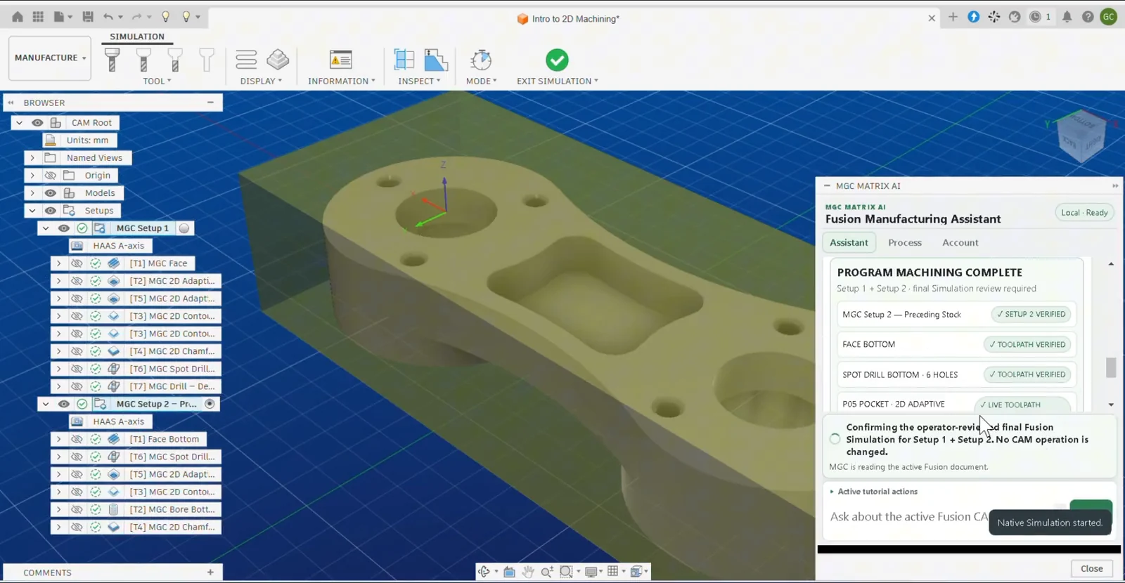 MGC Matrix AI Autodesk Fusion CAM workflow screenshot